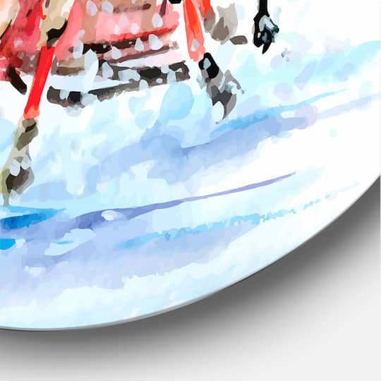 Designart - Galoping Horses With Carriage In The Snow - Farmhouse Metal Circle Wall Art